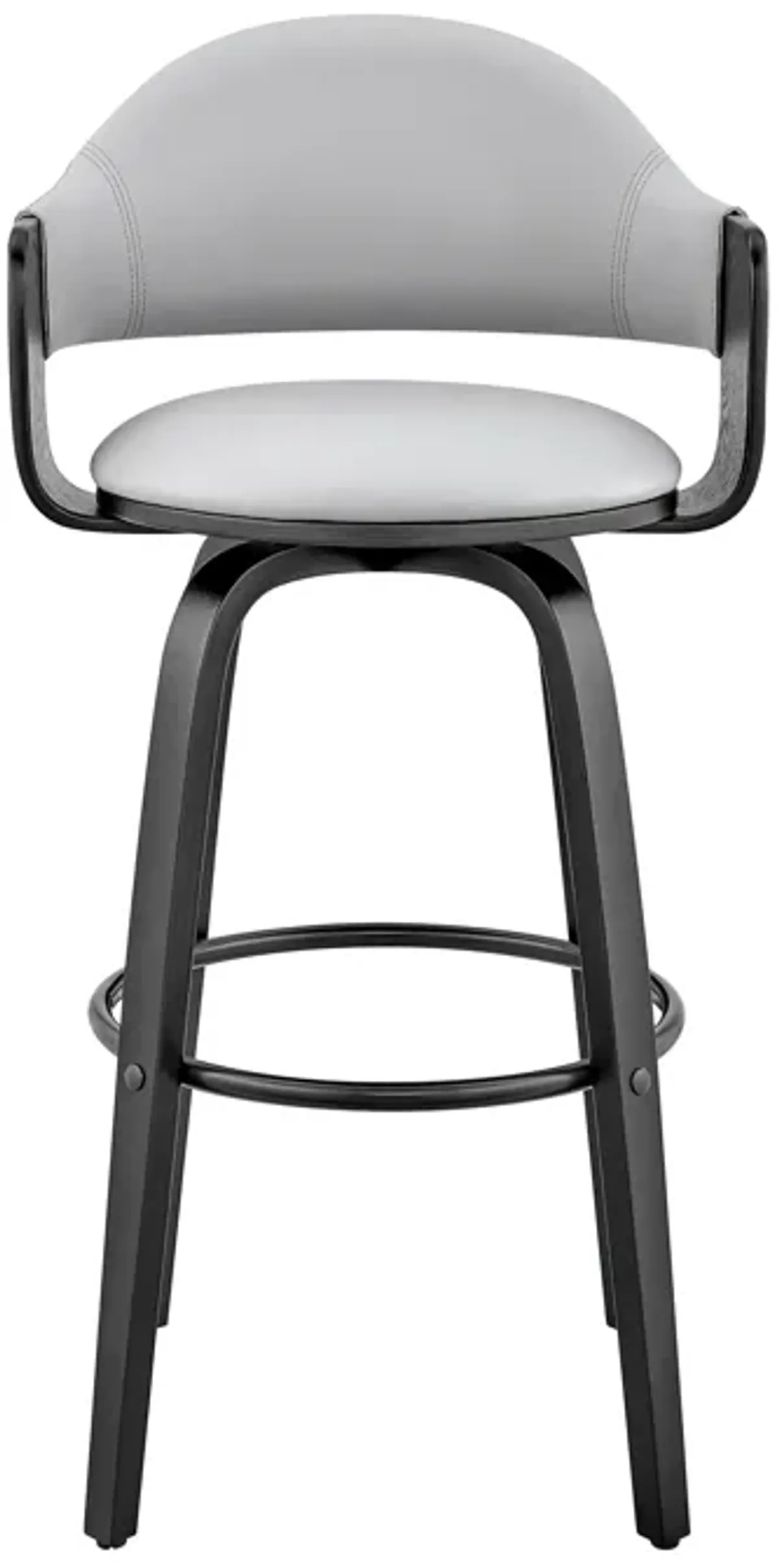 Daxton 26" Gray Faux Leather and Black Wood Bar Stool