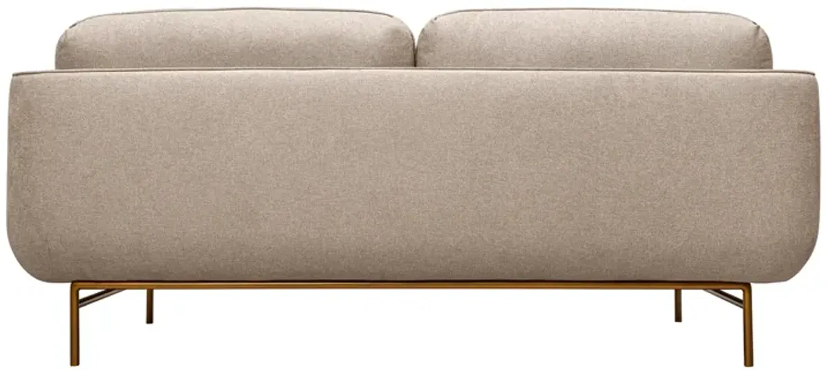 Lilou 77" Beige Fabric Sofa with Antique Brass Metal Legs