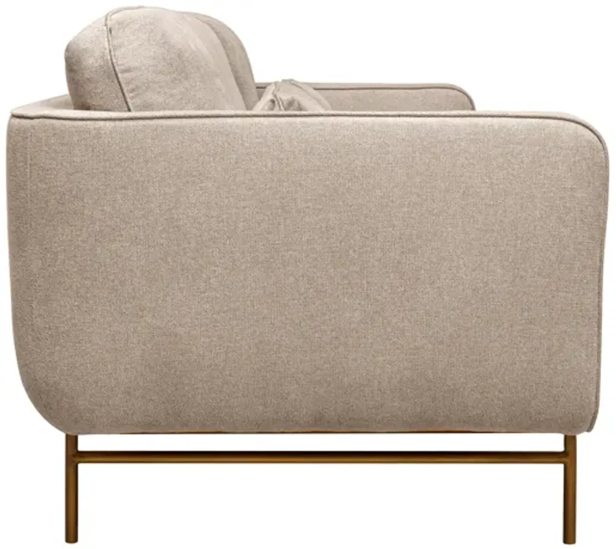 Lilou 77" Beige Fabric Sofa with Antique Brass Metal Legs