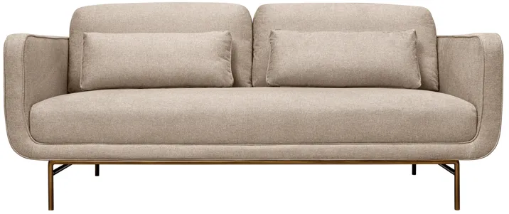 Lilou 77" Beige Fabric Sofa with Antique Brass Metal Legs