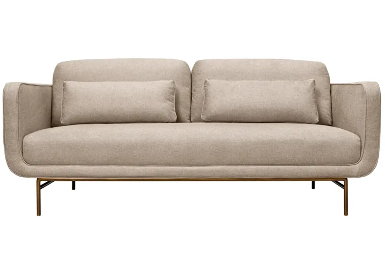 Lilou 77" Beige Fabric Sofa with Antique Brass Metal Legs