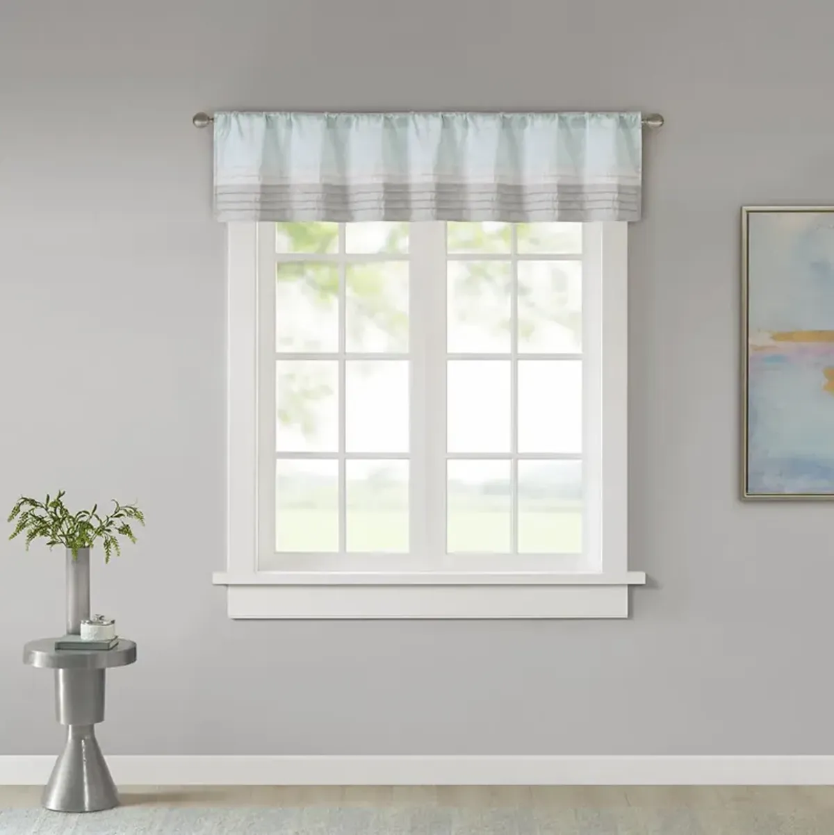 Madison Park Amherst Aqua Polyoni Pintuck Valance