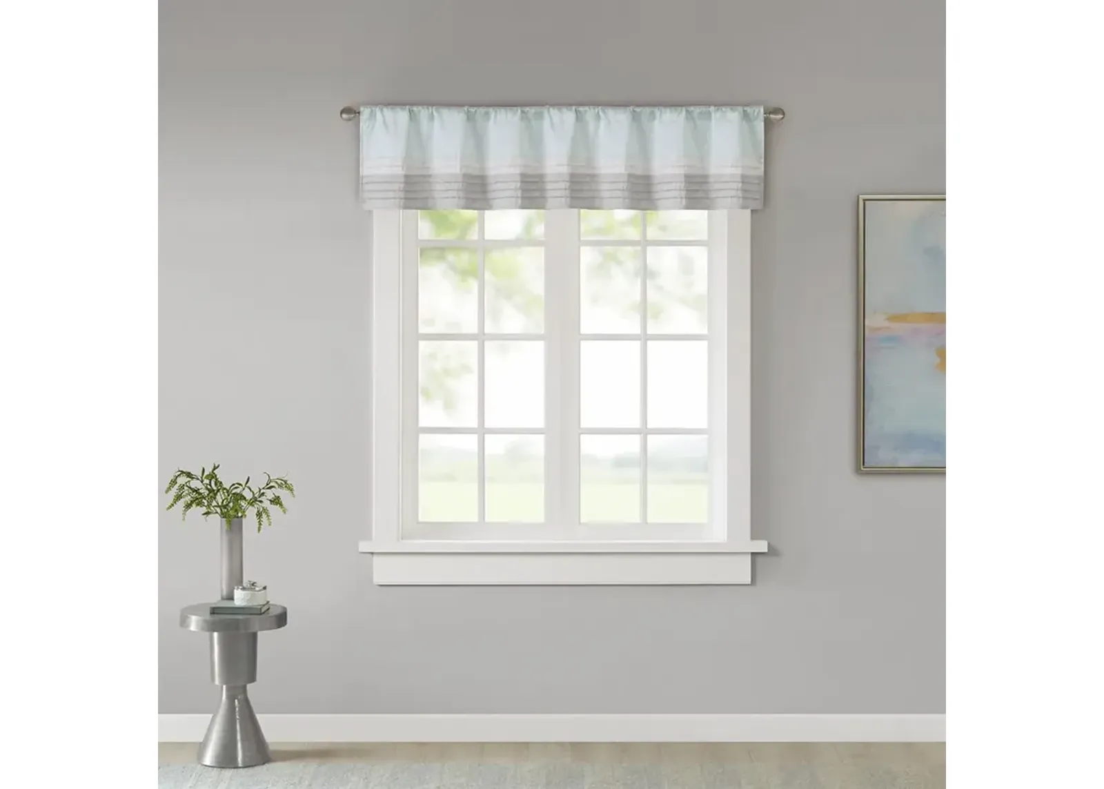 Madison Park Amherst Aqua Polyoni Pintuck Valance