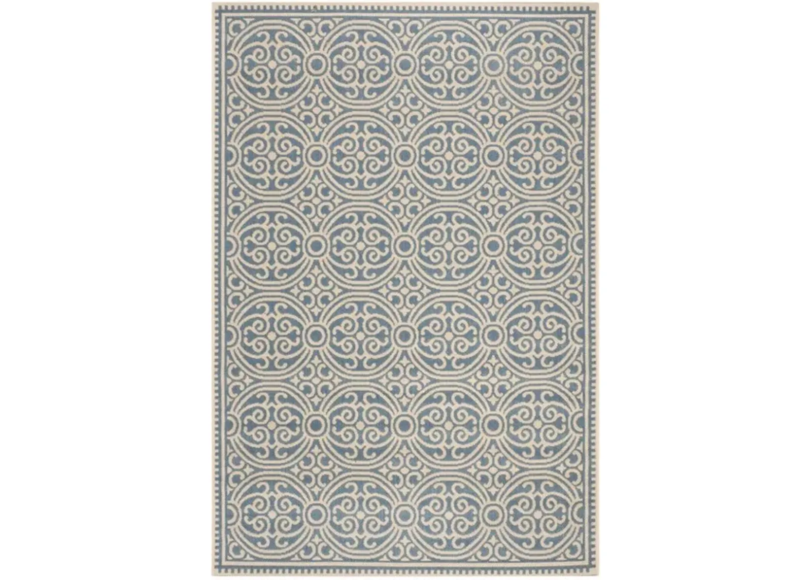 LINDEN 134 Collection LND134N-5 Cream / Blue 5'-3" X 7'-6"