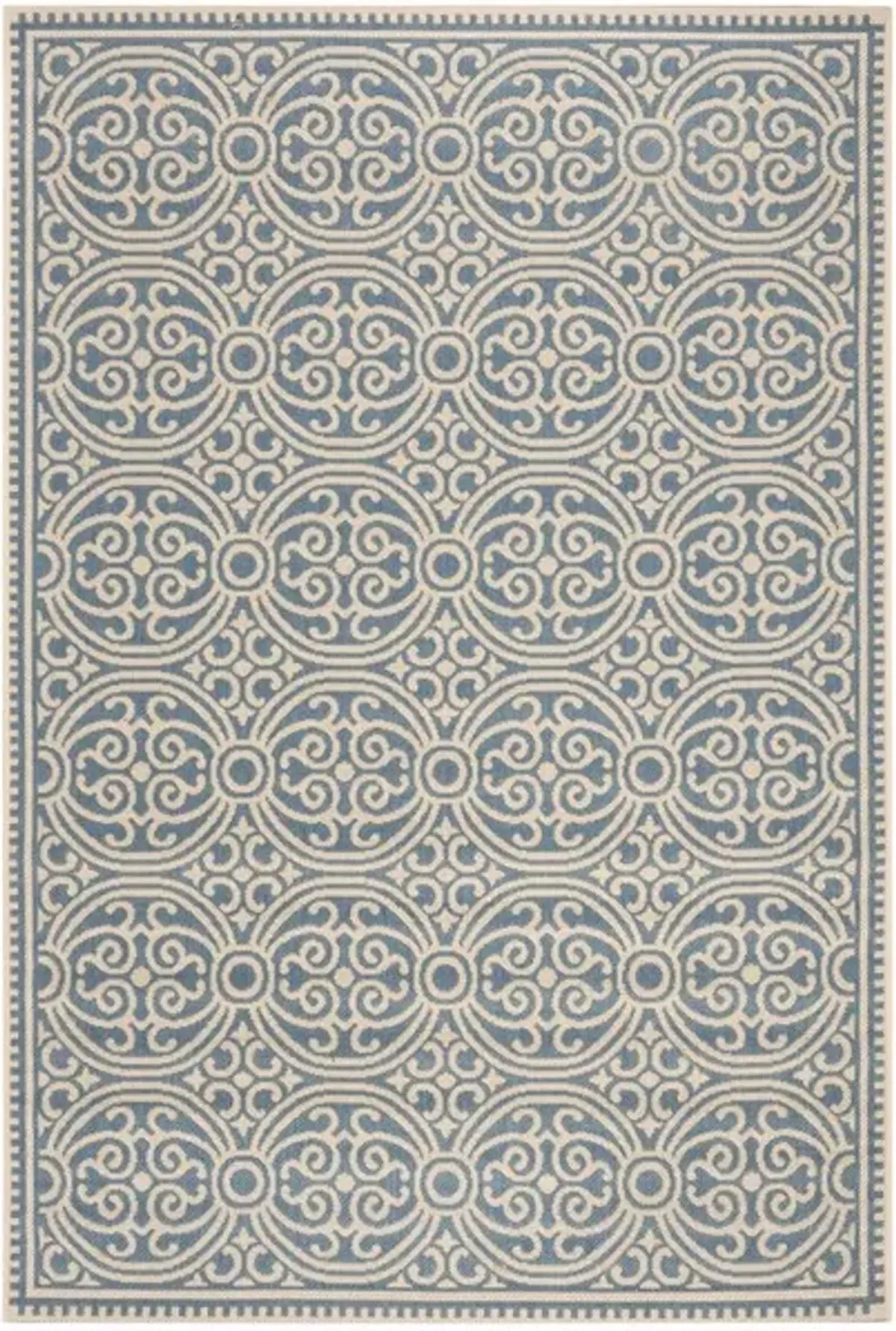 LINDEN 134 Collection LND134N-5 Cream / Blue 5'-3" X 7'-6"