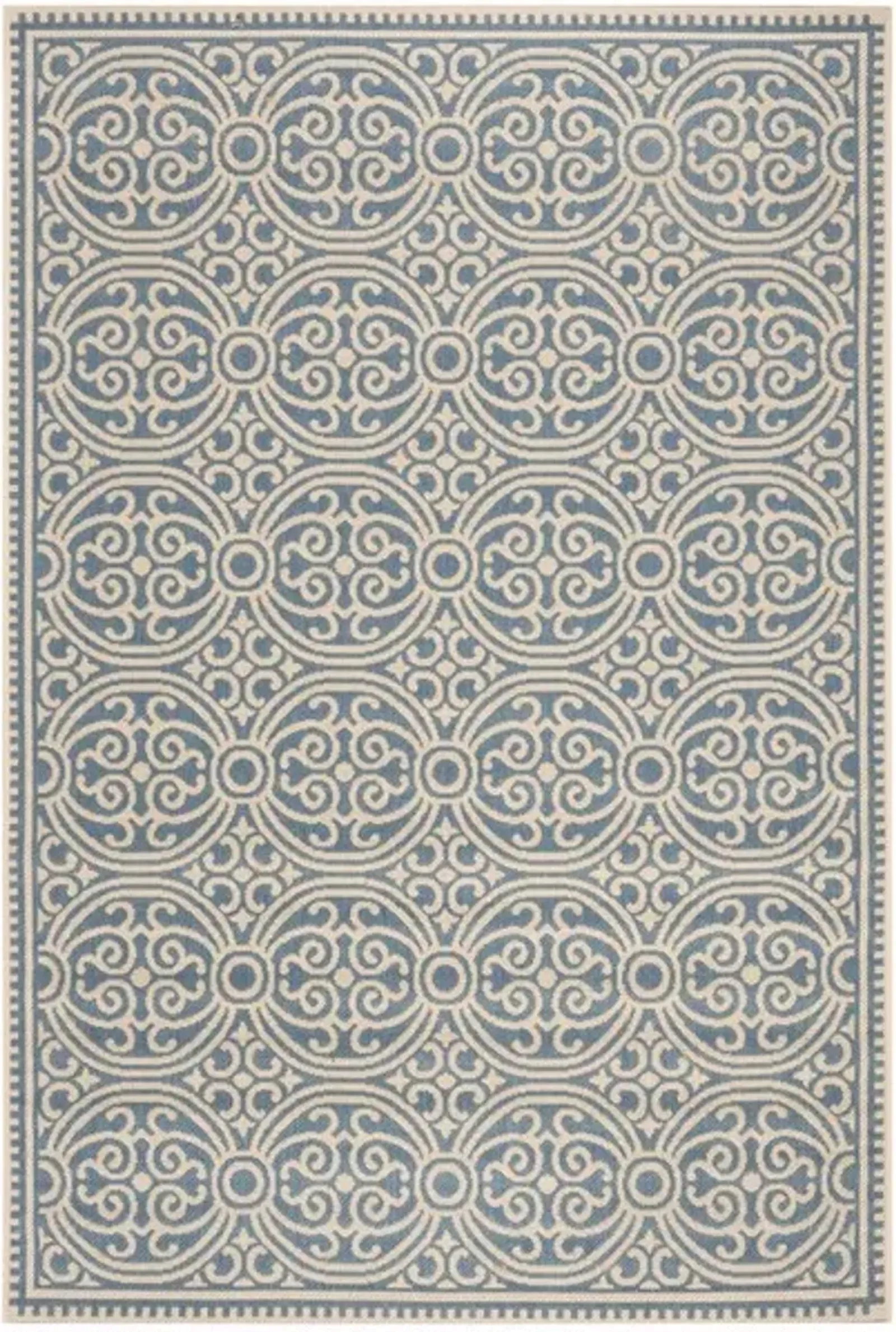 LINDEN 134 Collection LND134N-5 Cream / Blue 5'-3" X 7'-6"