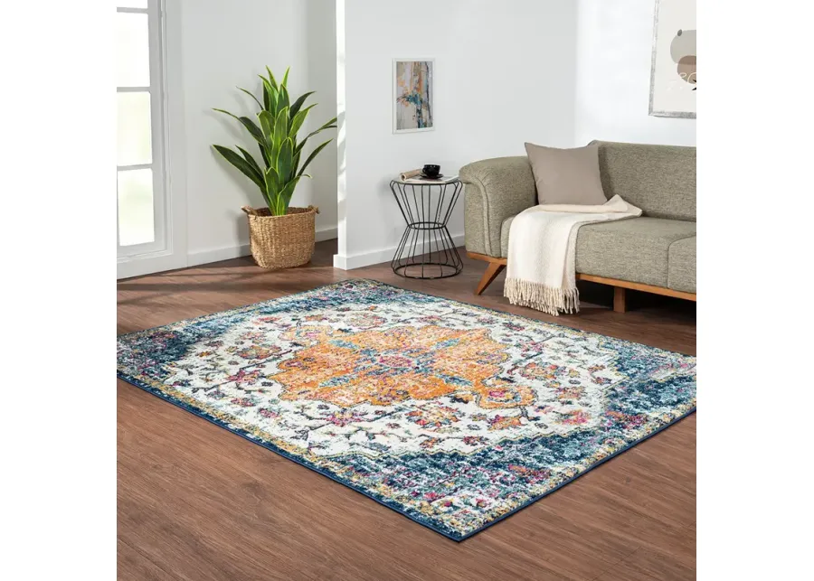 Madison Park Mateo Blue Multi Boho Medallion Woven Area Rug