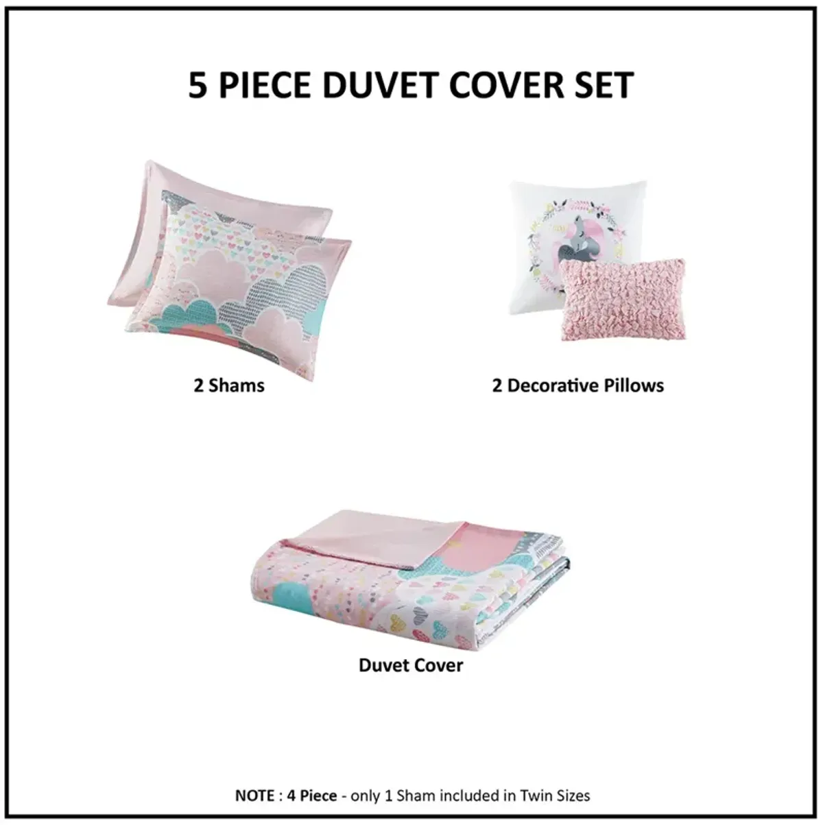 Urban Habitat Kids Cloud Pink Cotton Printed Duvet Cover Set