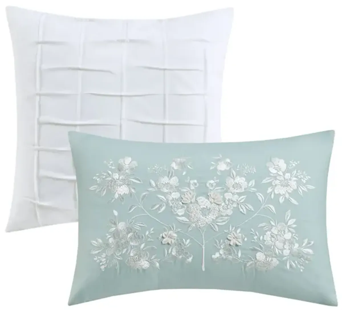 Madison Park Jules Teal 5 Piece Cotton Floral Comforter Set with Throw Pillows