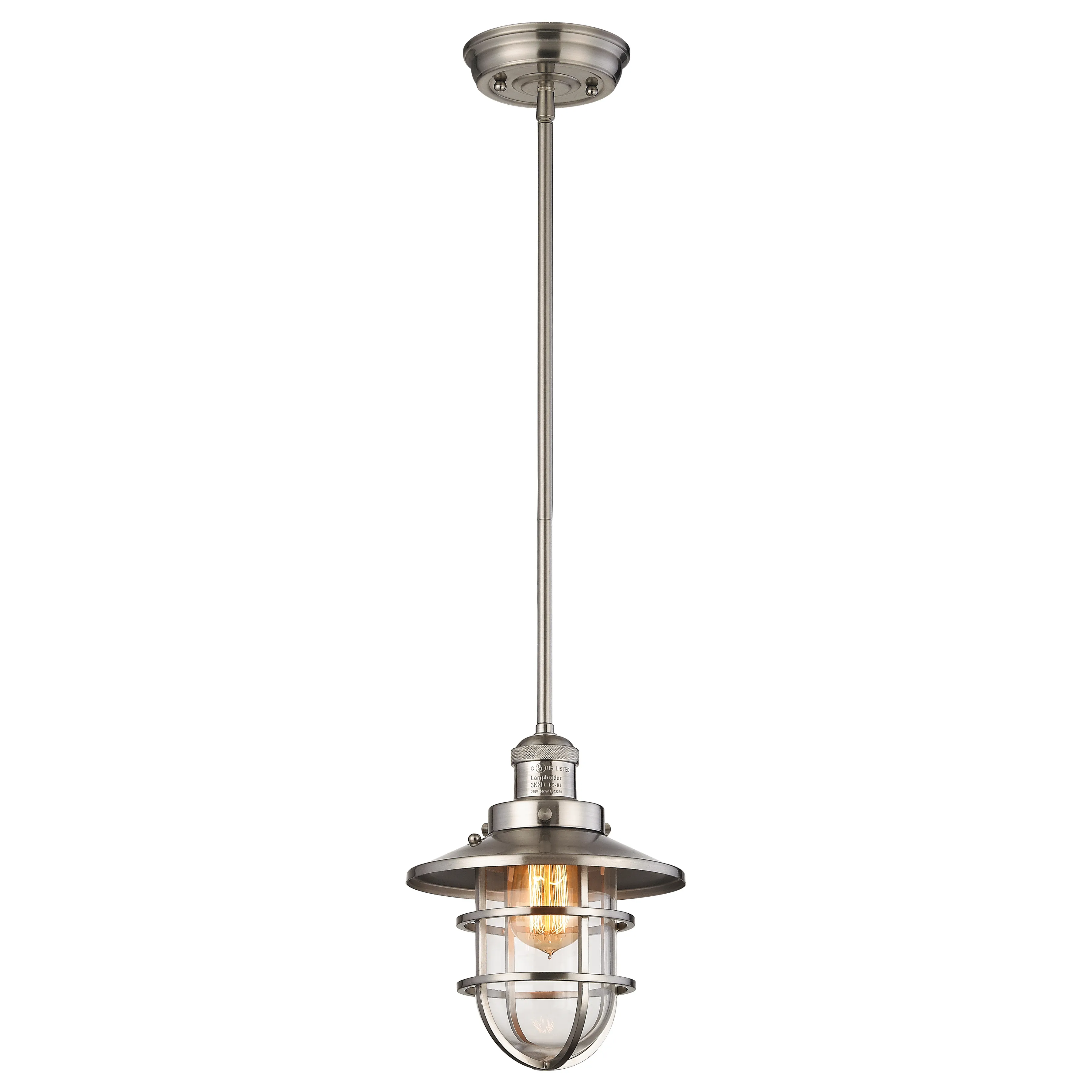 Seaport 8" Wide 1-Light Mini Pendant - Satin Nickel