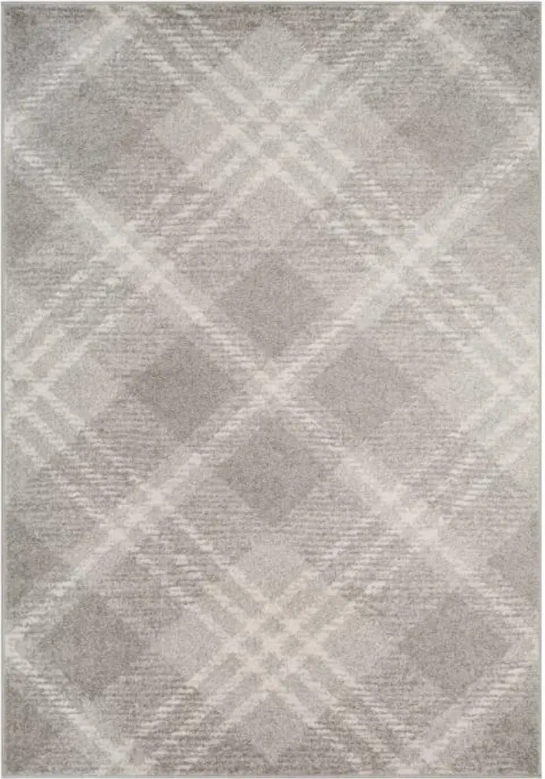 Adirondack Contemporary Light Grey / Ivory 4' X 6' Powerloomed Rug