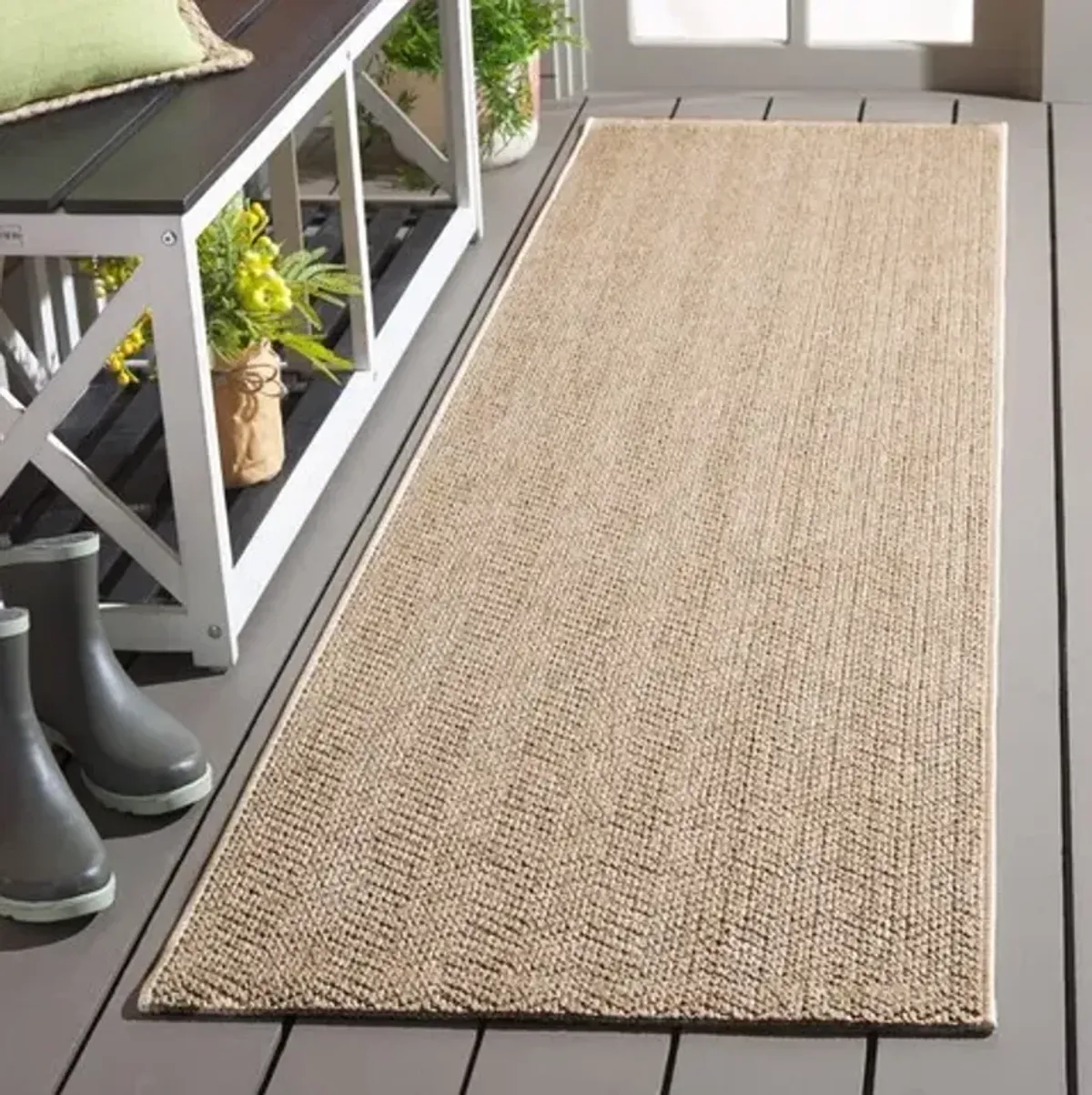 SISAL ALL-WEATHER 402 Beige 2'-2' X 8' Runner Rug