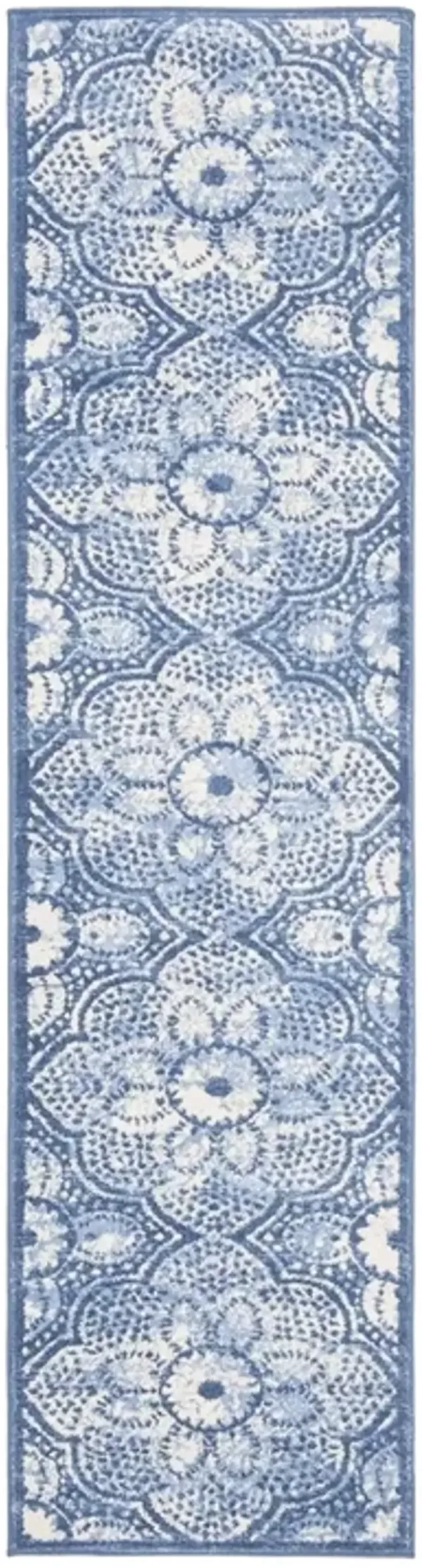 Brentwood 862 Navy / Creme 2' X 8' Runner Powerloomed Rug