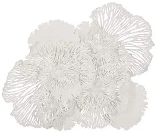 flower wall art, large, white, metal