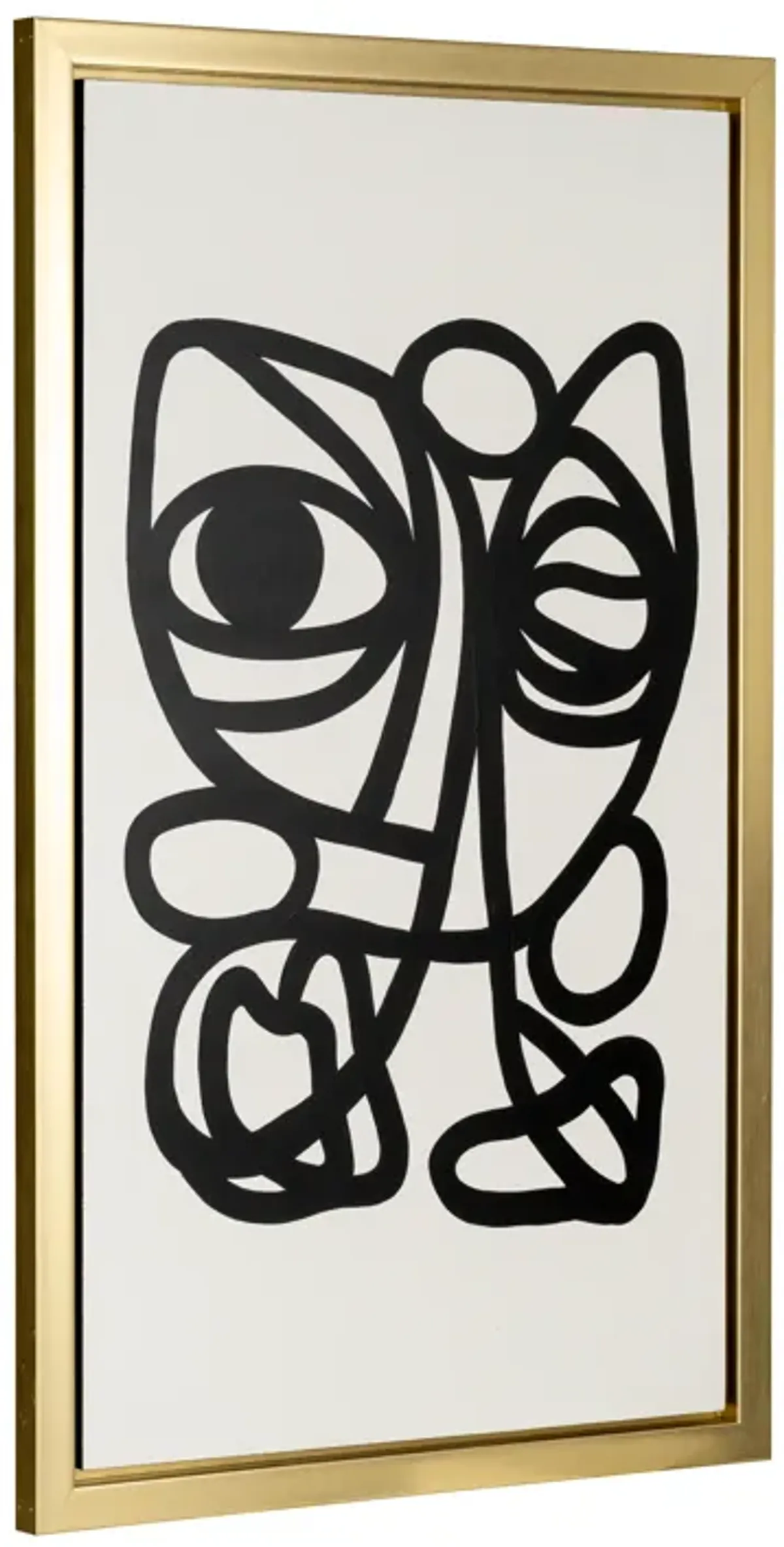 35x59, Hand Painted Gold Frame Geometric Face, Blk