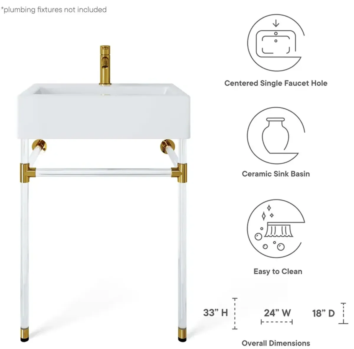 Redeem 24" Acrylic Wall-Mount Bathroom Vanity