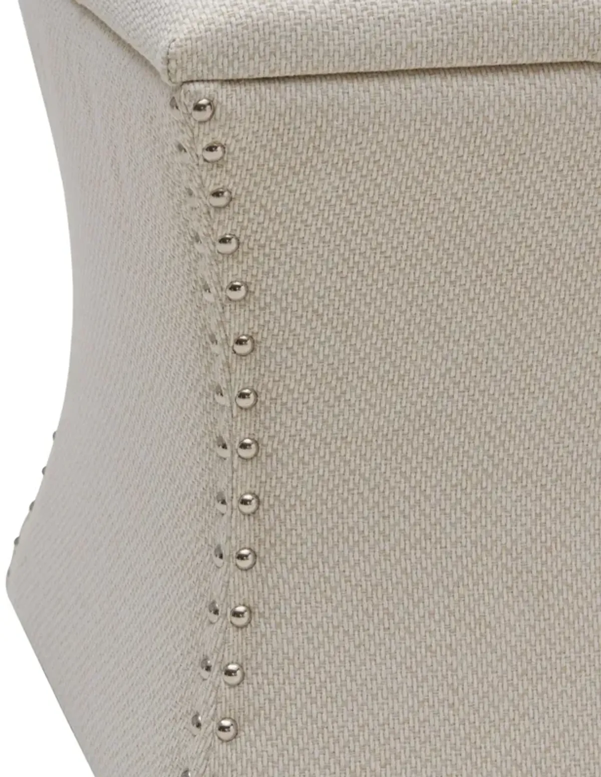 Amelia Fabric Nailhead Tufted Storage Ottoman, Cardiff Cream