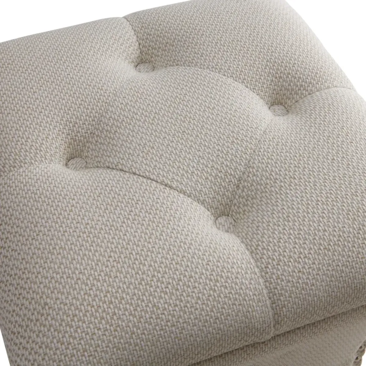 Amelia Fabric Nailhead Tufted Storage Ottoman, Cardiff Cream