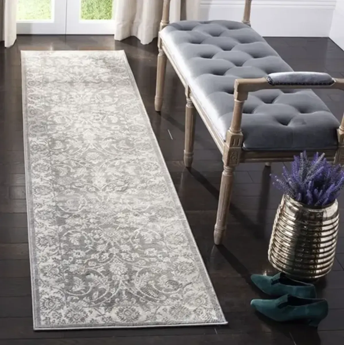 Brentwood 844 Cream / Grey 2' X 20' Runner Powerloomed Rug