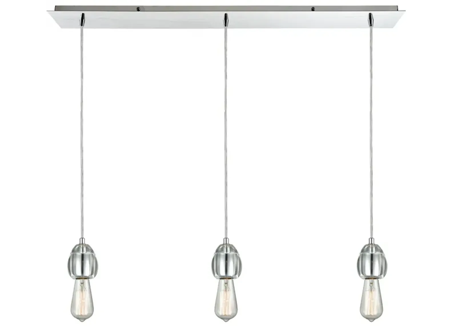 Socketholder 36" Wide 3-Light Mini Pendant - Polished Chrome