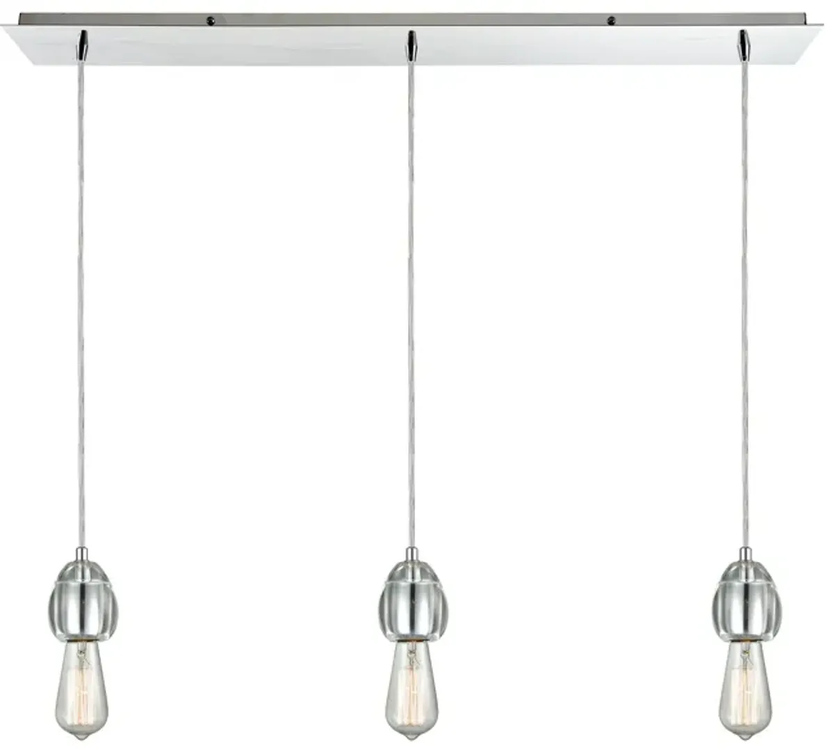 Socketholder 36" Wide 3-Light Mini Pendant - Polished Chrome