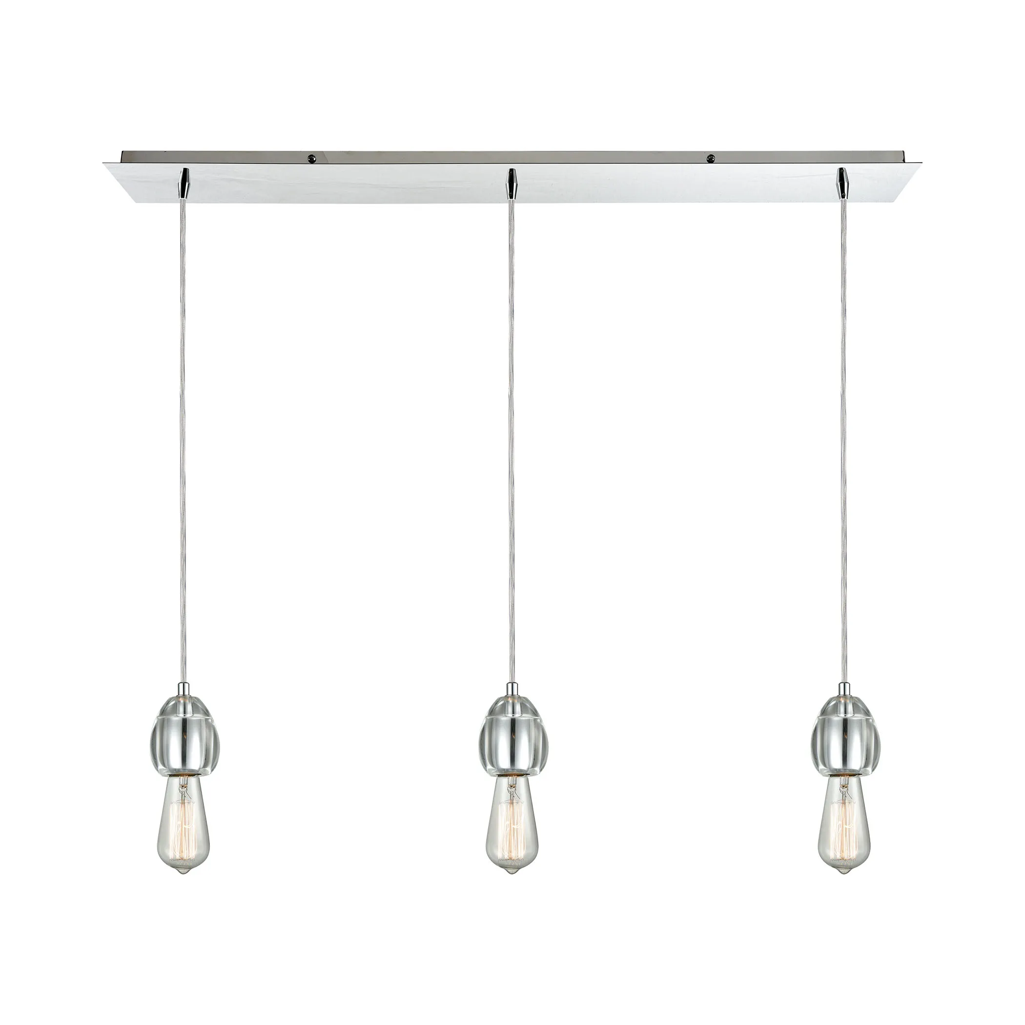 Socketholder 36" Wide 3-Light Mini Pendant - Polished Chrome