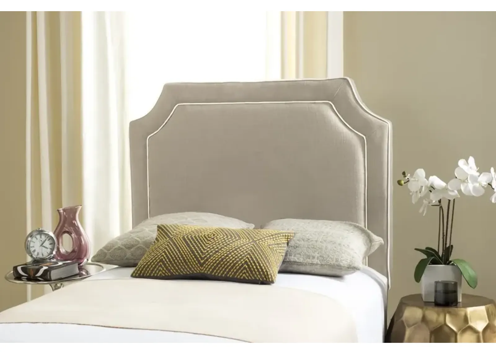 Dane Oyester & White Piping Headboard