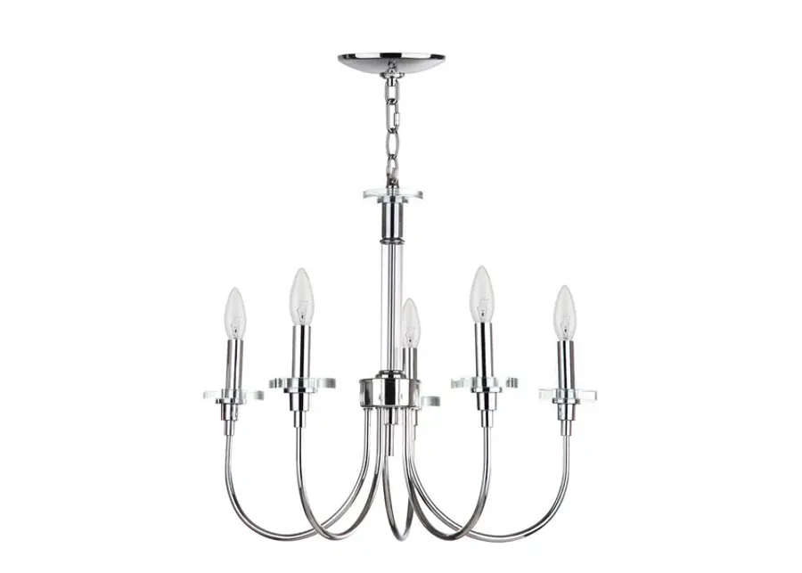 Sharon 5 Light Chrome 21-Inch Dia Adjustable Chandelier