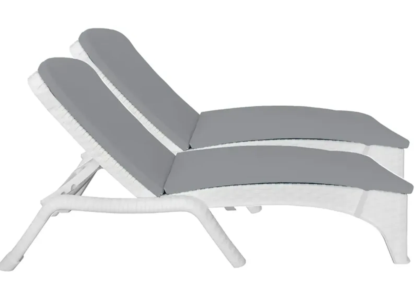 Roma Set of 2 Chaise Lounger w/cushion-White