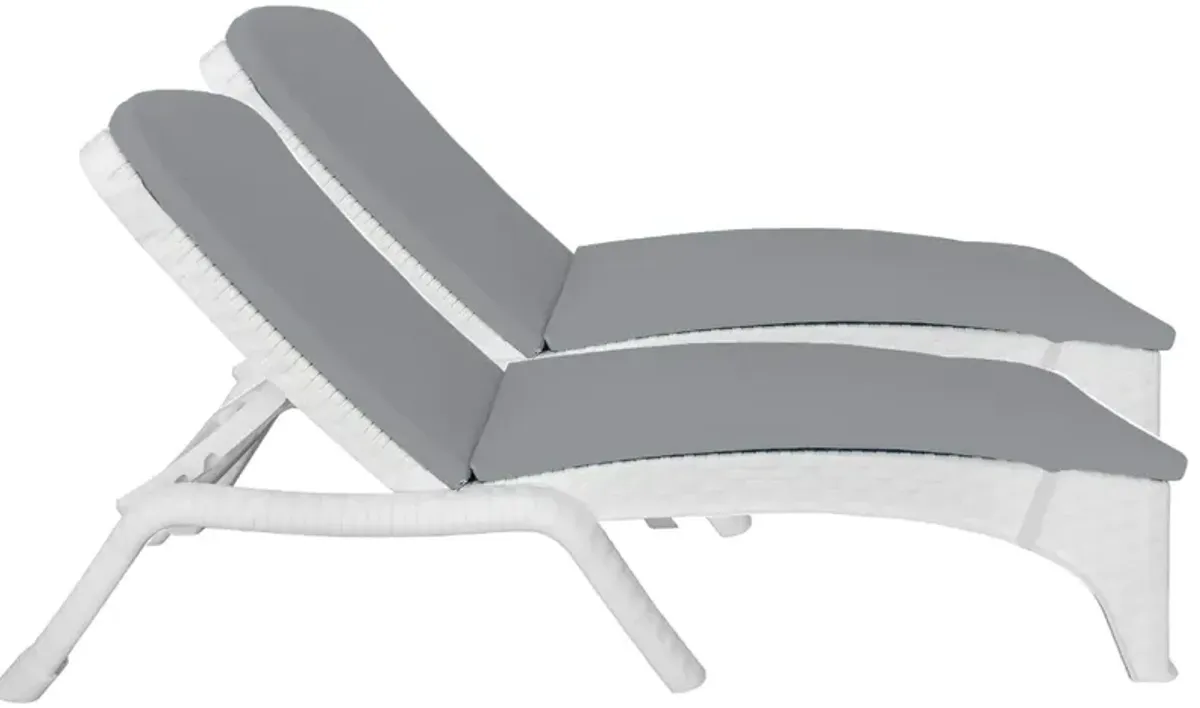 Roma Set of 2 Chaise Lounger w/cushion-White