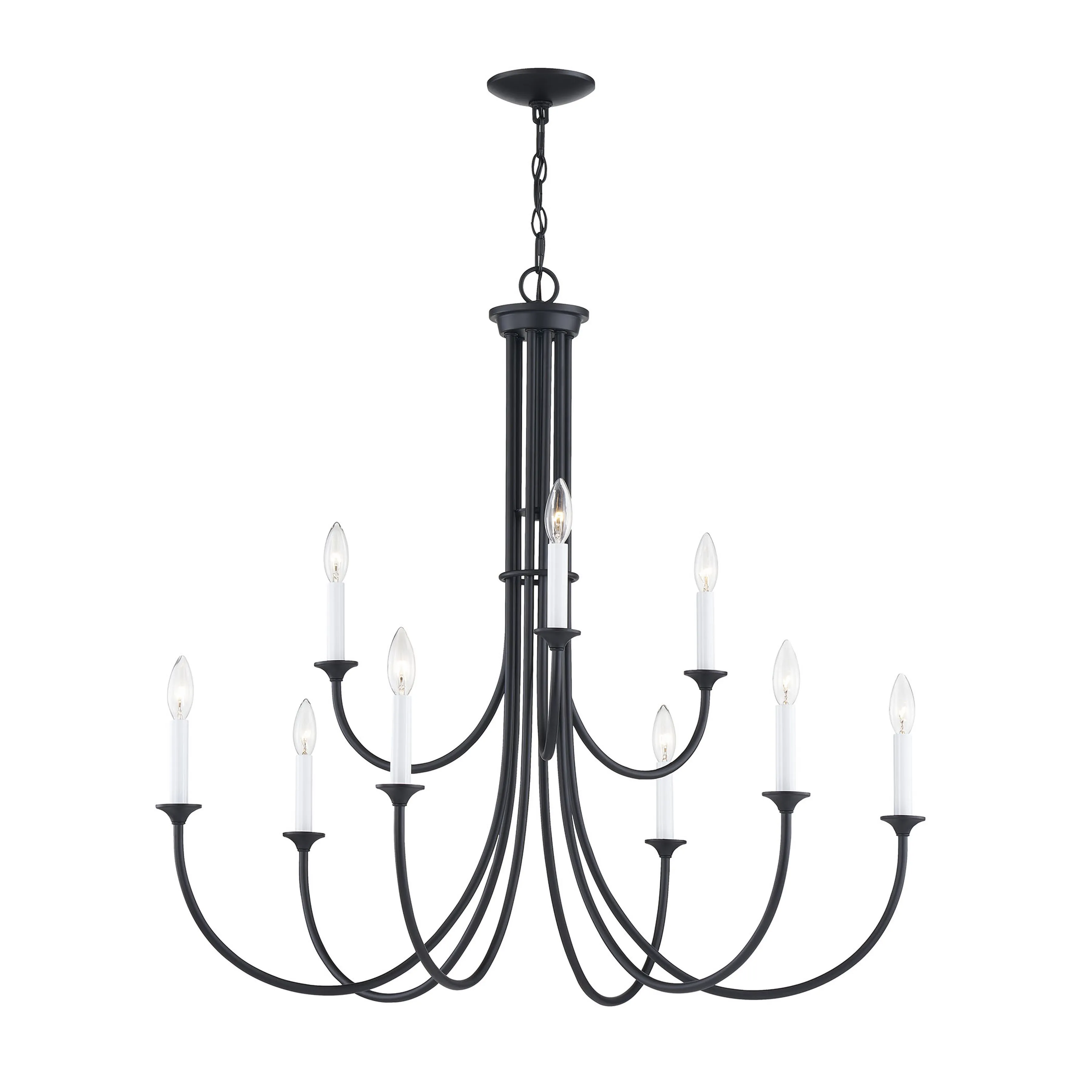 Meadowview 36'' Wide 9-Light Chandelier - Matte Black