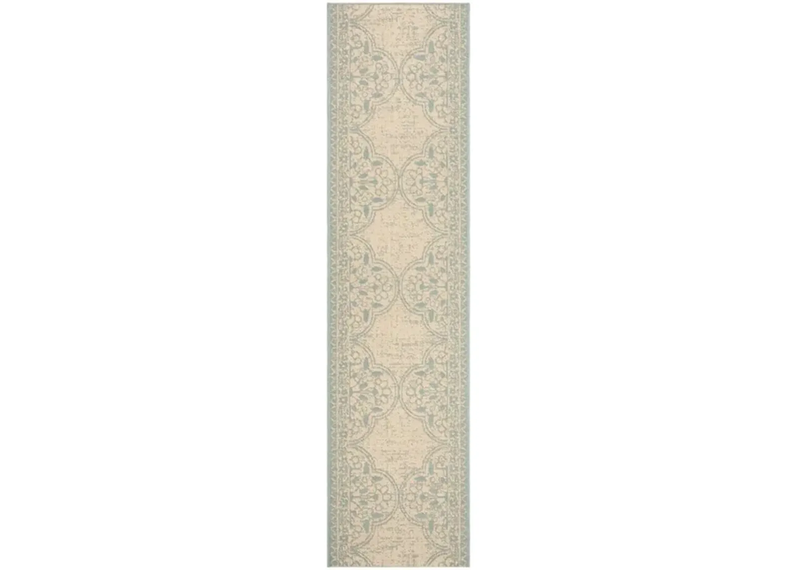 LINDEN 174 Collection LND174K-28 Aqua / Cream 2'-2" X 8'