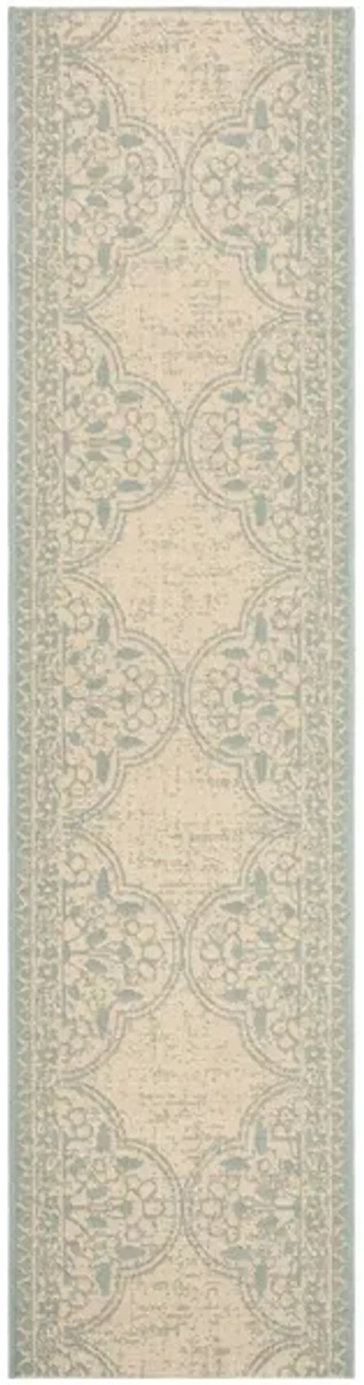 LINDEN 174 Collection LND174K-28 Aqua / Cream 2'-2" X 8'