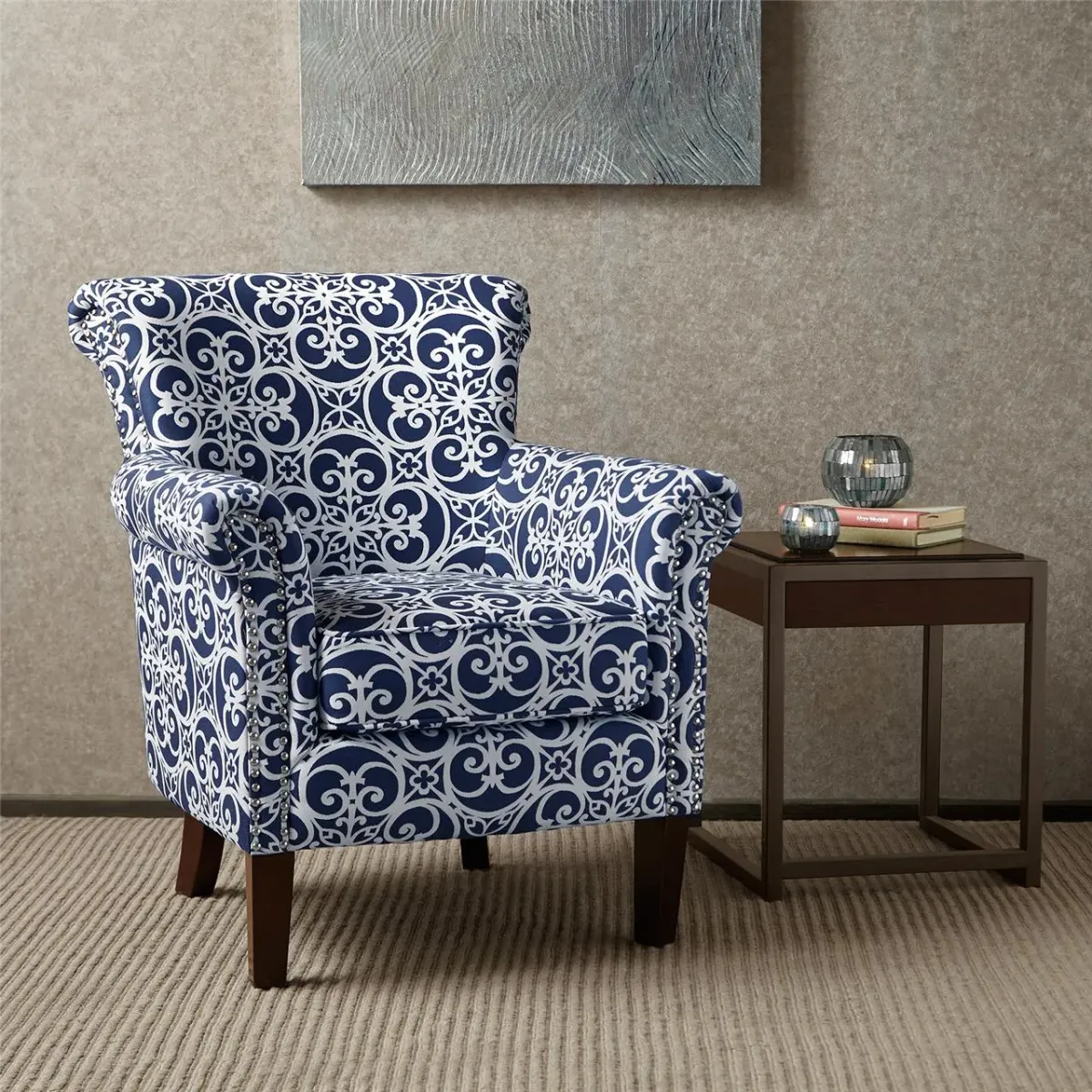 Madison Park Brooke Navy Tight Back Club Chair