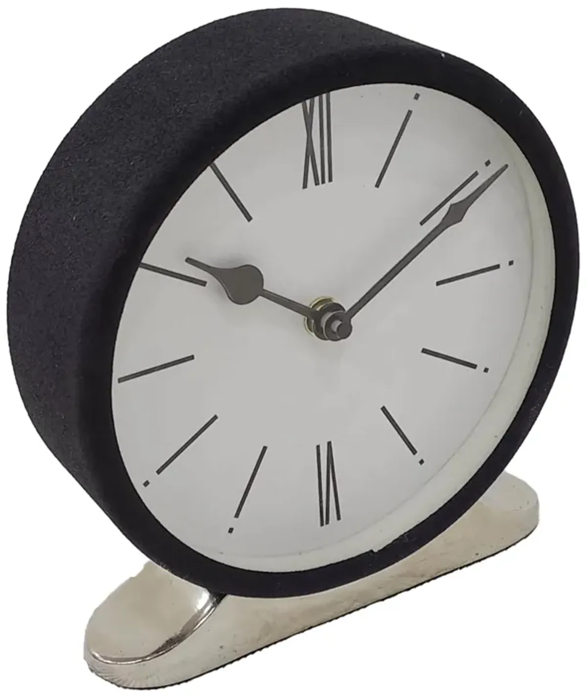 Metal,7"h,candid Table Clock,white/black