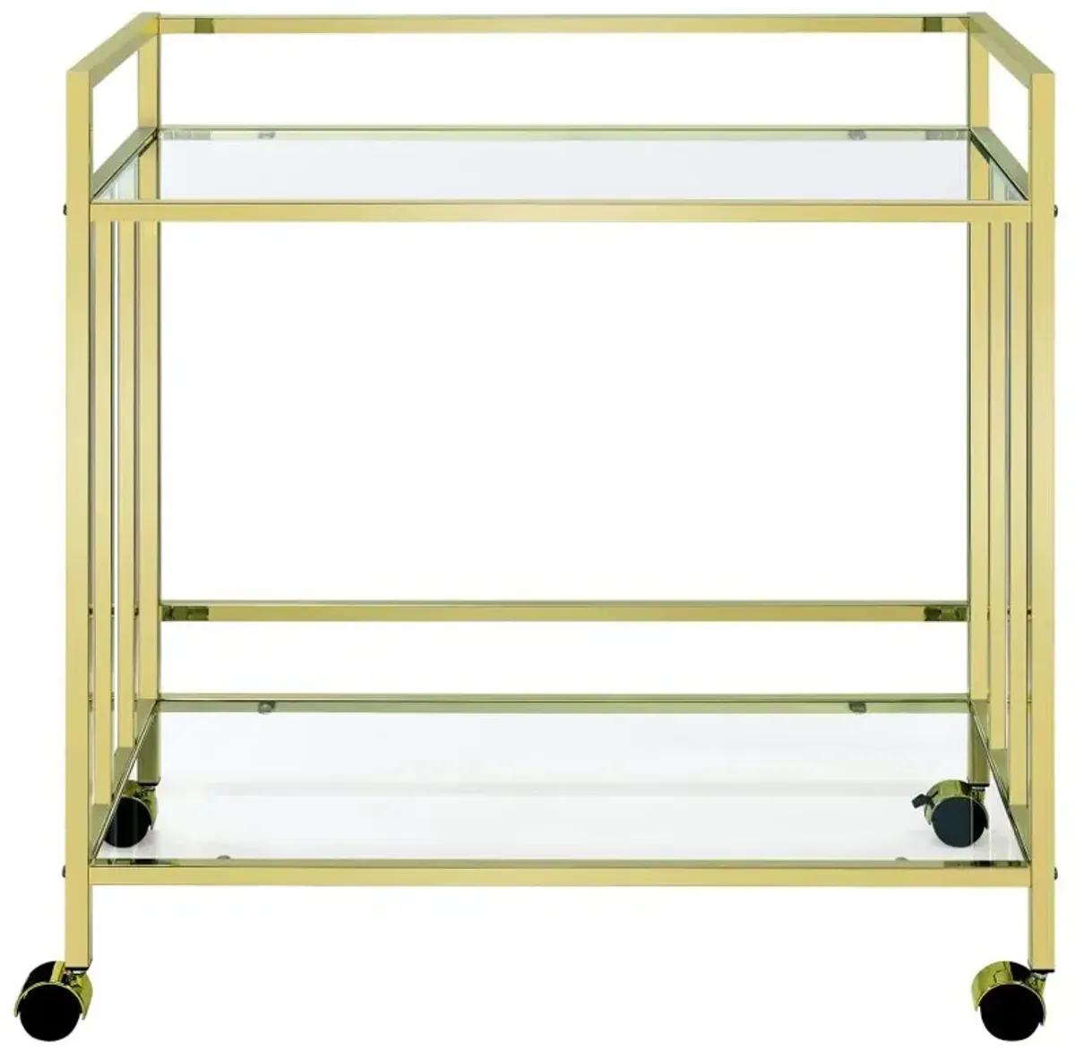 Cara Rectangular Glass Bar Cart Brass