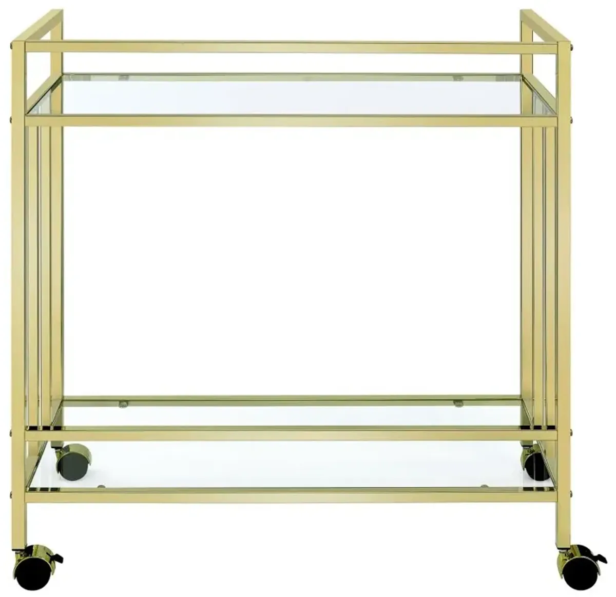 Cara Rectangular Glass Bar Cart Brass