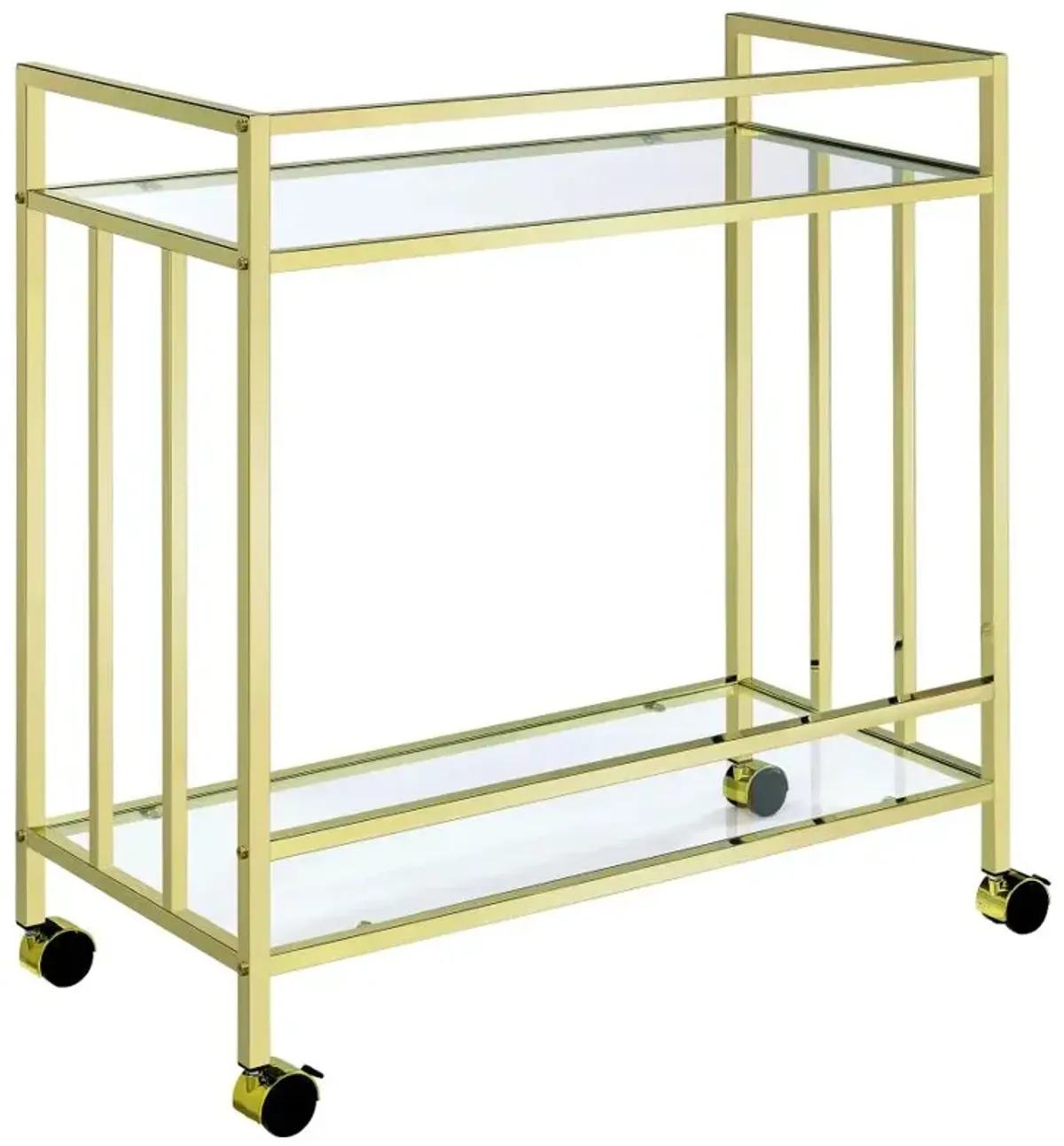 Cara Rectangular Glass Bar Cart Brass