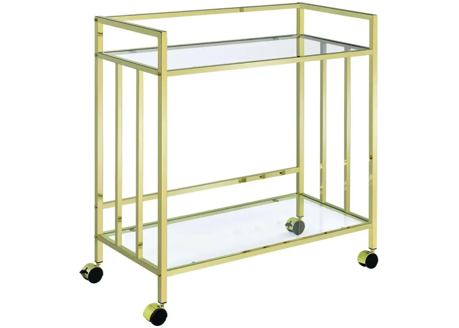 Cara Rectangular Glass Bar Cart Brass