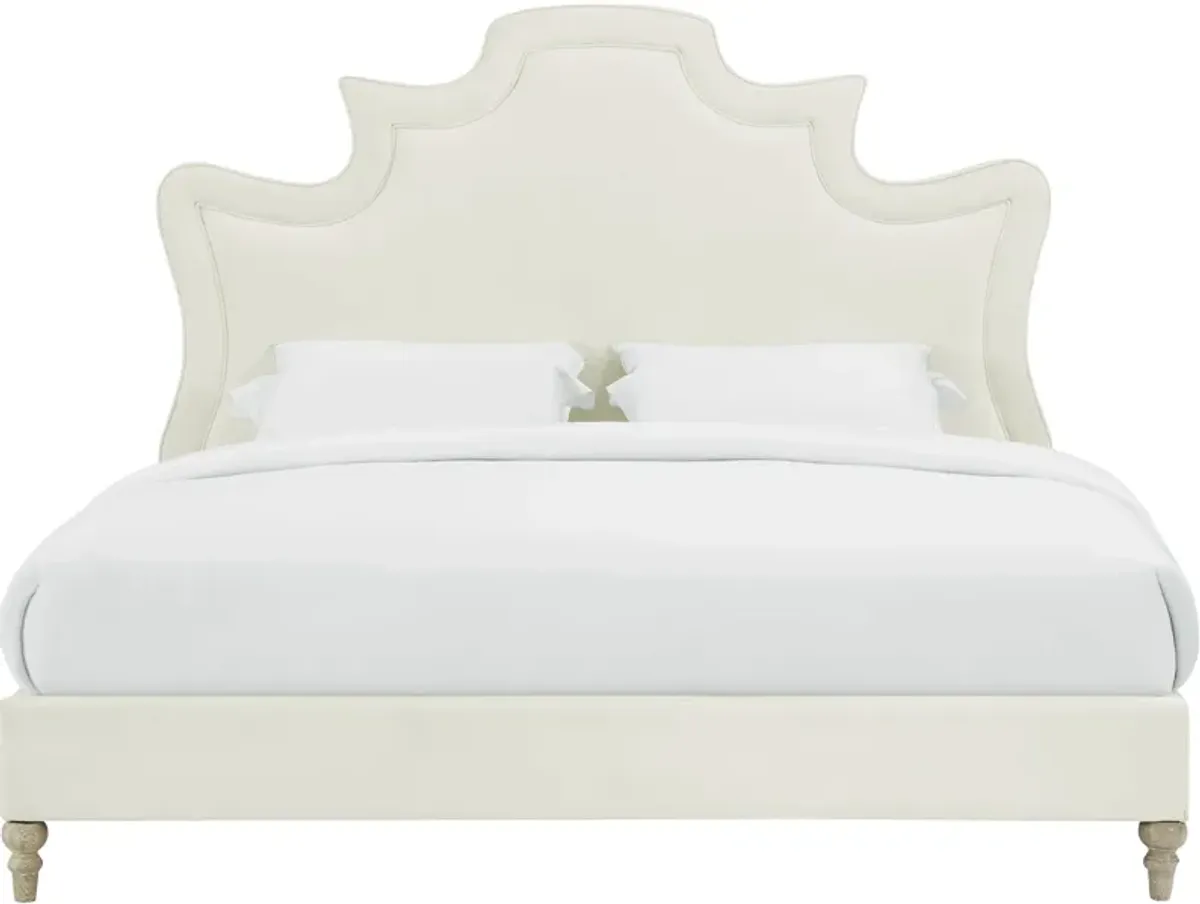 Serenity Cream Velvet Bed in King