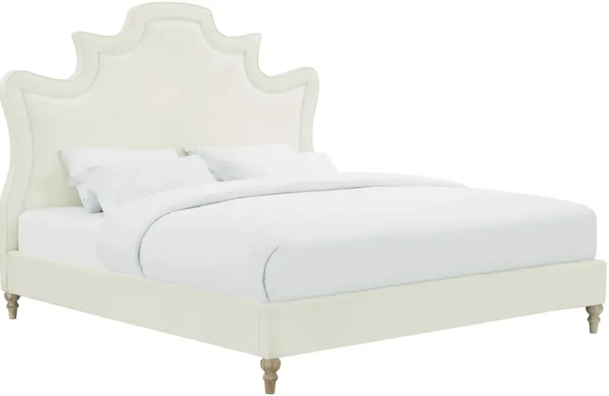 Serenity Cream Velvet Bed in King