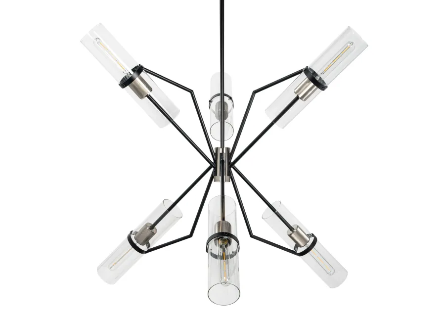 Everly 6 Light Chandelier, Black and Chrome