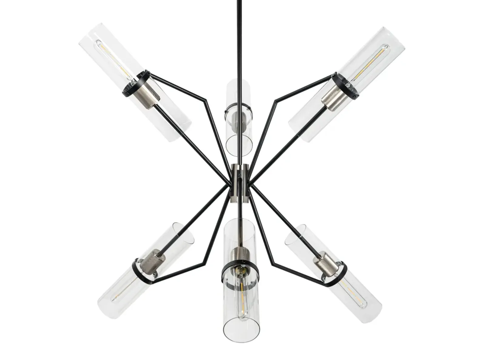 Everly 6 Light Chandelier, Black and Chrome