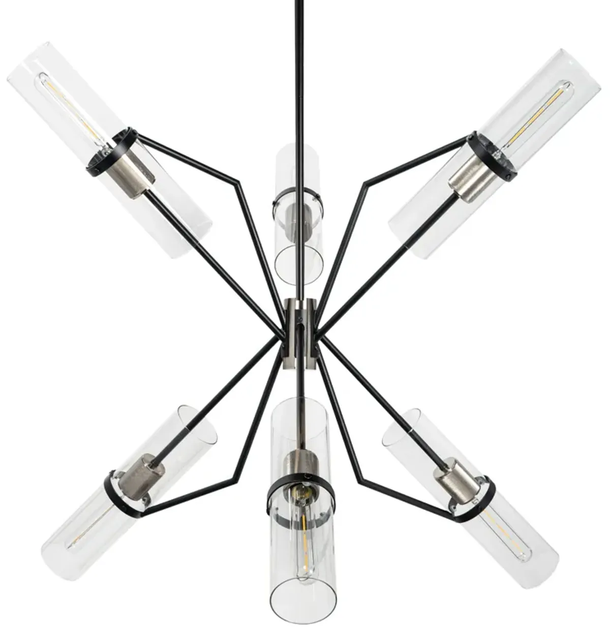 Everly 6 Light Chandelier, Black and Chrome