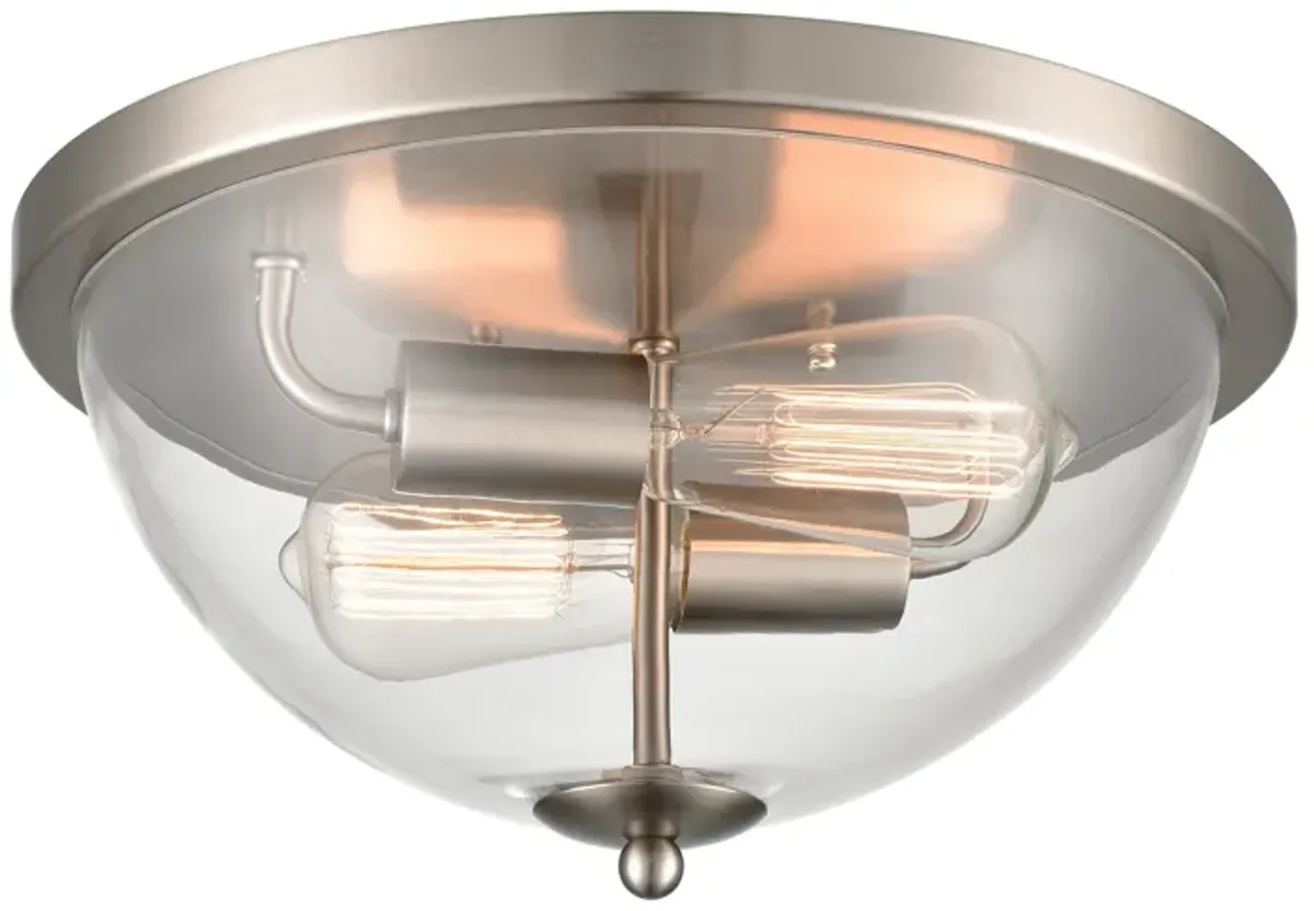 Astoria 13.5" Wide 2-Light Flush Mount - Brushed Nickel