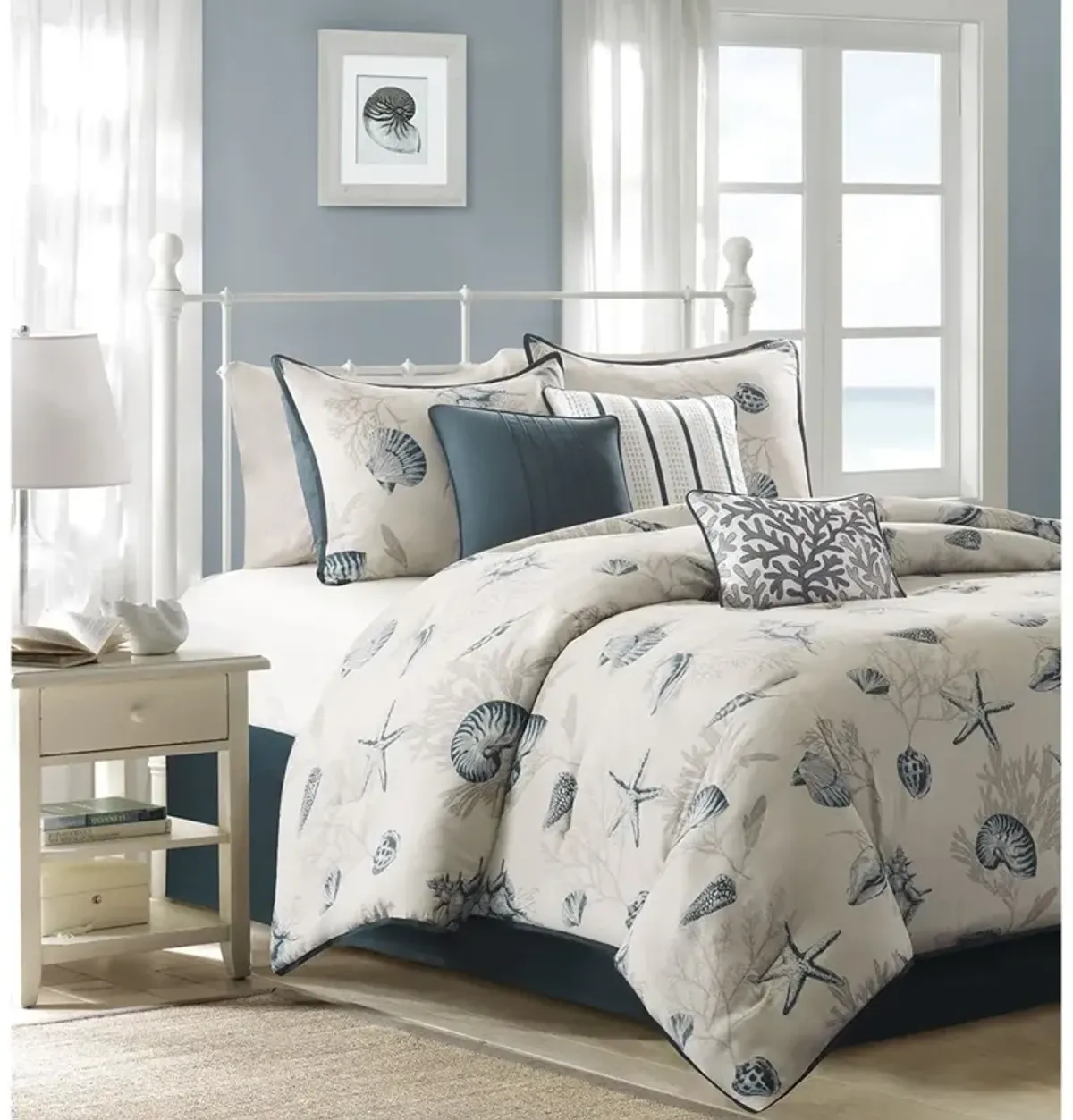 Madison Park Bayside Blue 7 Piece Comforter Set