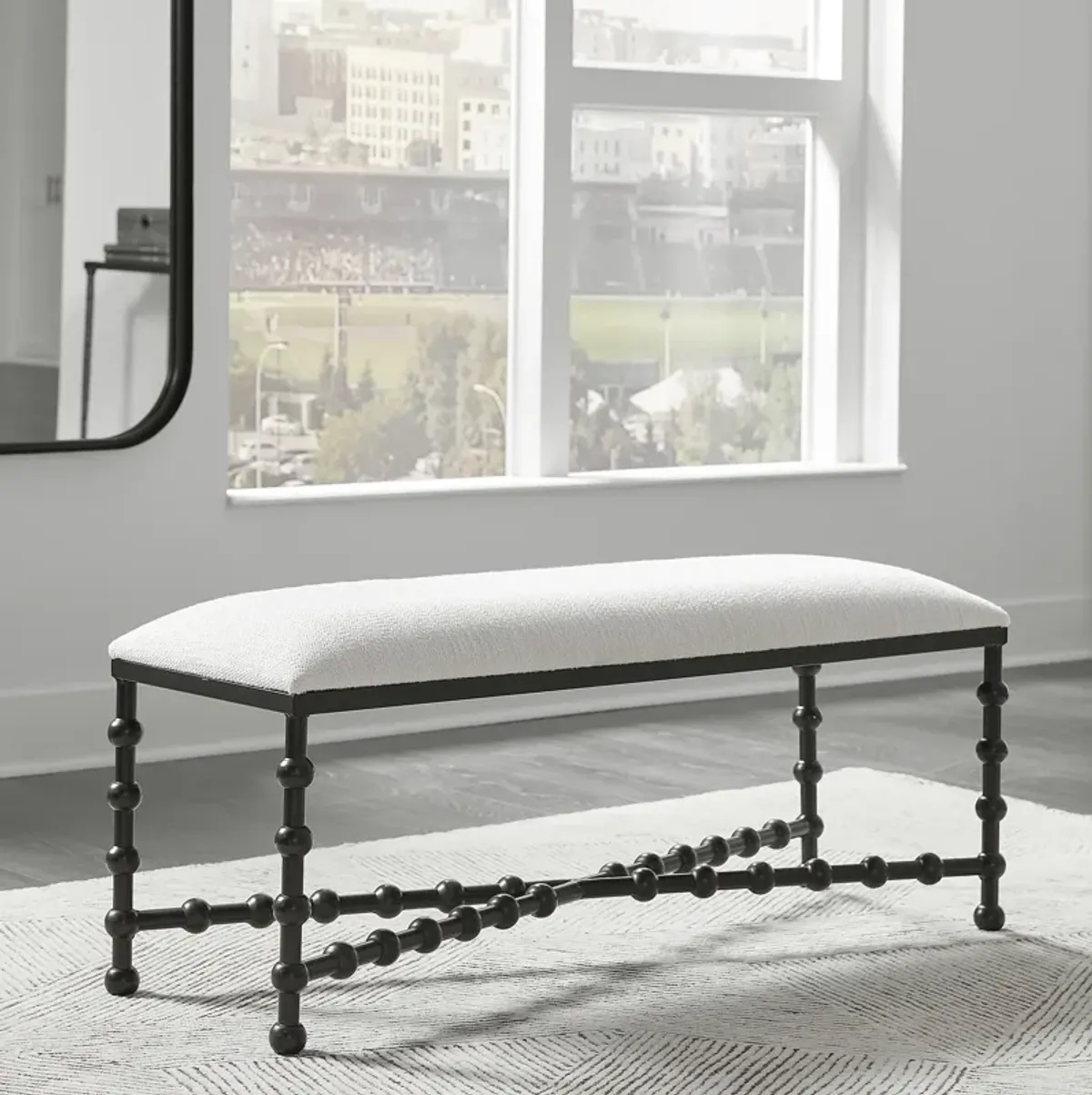 Iron Drops Cushioned Bench