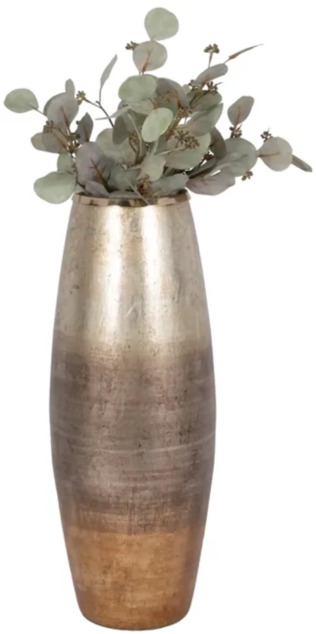 24" Curved Glass Vase Metallic Ombre Finish, Multi