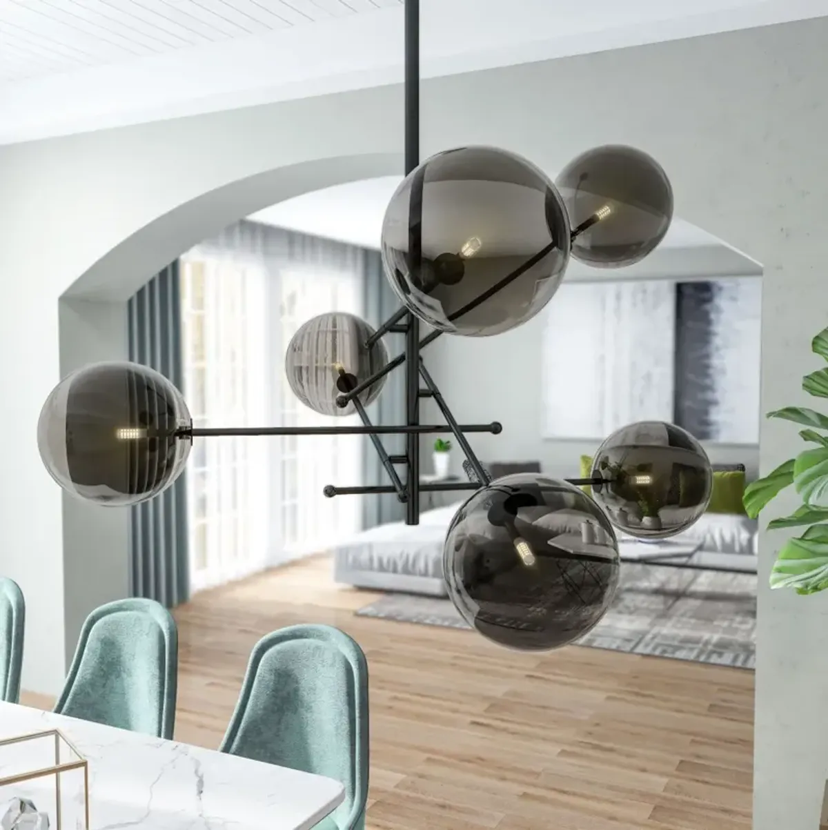 Javier 6-Light Metal and Glass Sputnik Chandelier