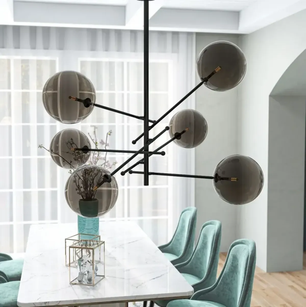 Javier 6-Light Metal and Glass Sputnik Chandelier